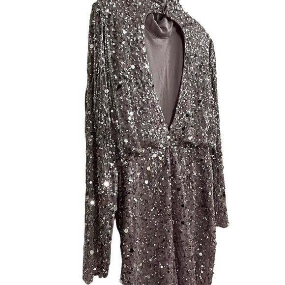 River Island Women's Purple Gray Sequin Tassel Mini Dress Size 8 Party - Picture 13 of 15